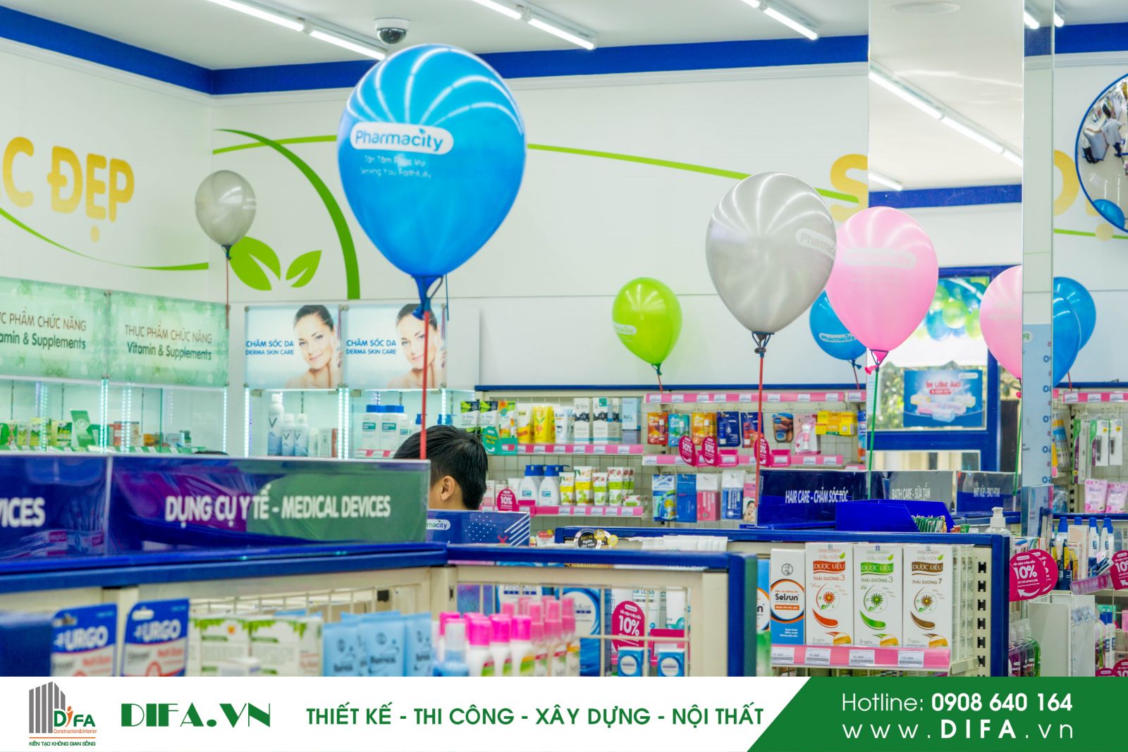 Thi công chuỗi cửa hàng đẹp - Hoàn thành nhà thuốc Pharmacity số 259 | Diệp Gia